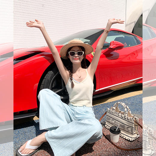 <曾小咸推荐> 【海盐冰椰椰】杏色吊带+蓝色裤子 商品图4