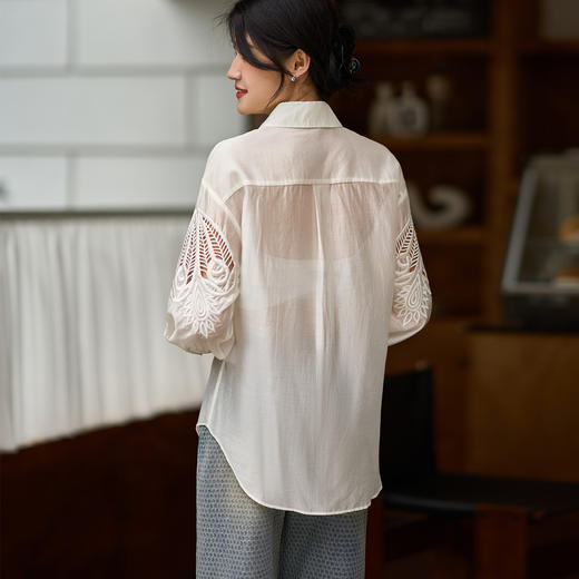 芳外2025夏季新款气质淑女风金纽扣薄款衬衣减龄百搭衬衫女1329 商品图4