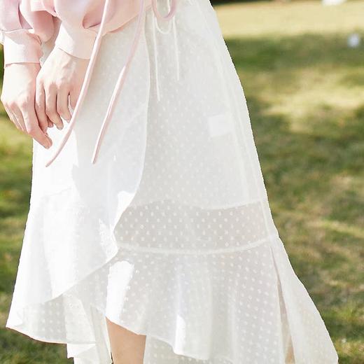 欧芮儿2019春装新款白色网纱拼接半身裙不规则下班鱼尾裙半裙 商品图3