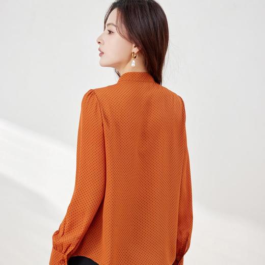 立领荷叶边雪纺衫2024春装新款波点洋气小衫长袖女衬衣8889 商品图3