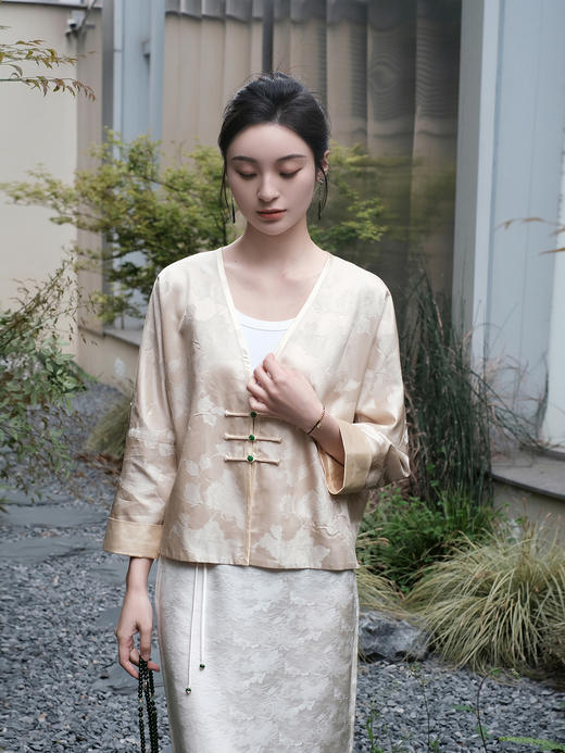 盛唐婧 |真丝缎提花花罗小外套 商品图5