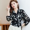七分袖印花雪纺衫上衣2024春夏新款V领洋气小衫女衬衣1850 商品缩略图3