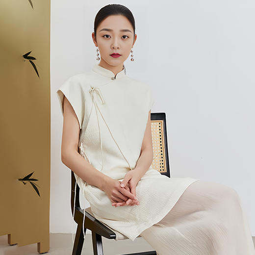 新中式中国风，拼接旗袍连衣裙OY-24S072 商品图0