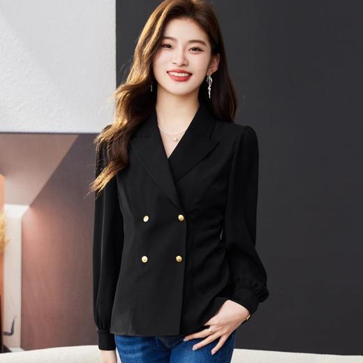 西装领白衬衣女2024春装新款通勤洋气小衫长袖雪纺衫1787 商品图2