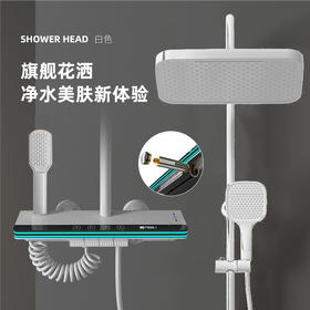 8066德伦特数显氛围灯花洒-雅白【铜主体】