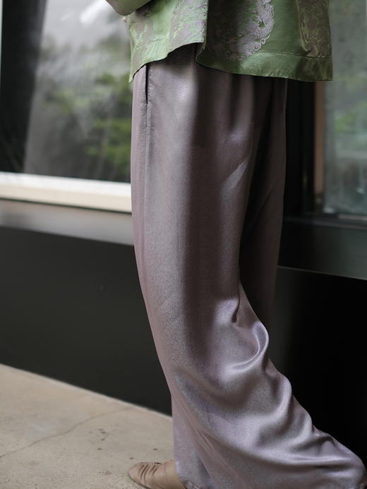 盛唐婧 |桑蚕丝时尚百搭直筒裤-紫色 商品图2