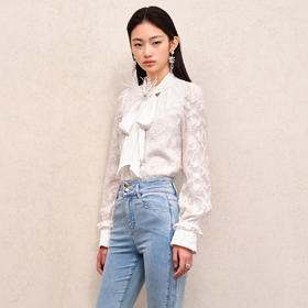 精致复古提花百搭衬衫优雅温柔风衬衣秋装上衣女MS88TP503A10