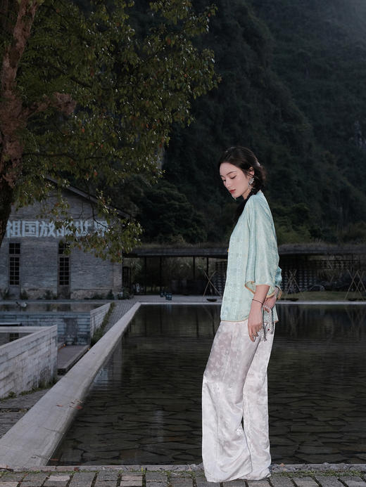 盛唐婧 |淡翠绿国风提花上衣[特价品] 商品图6