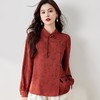 盘扣立领缎面提花雪纺衫2024春装新款洋气小衫长袖女衬衣8901 商品缩略图2