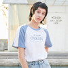 OLrain法式高级穿搭撞色短袖T恤女夏季宽松字母刺绣上衣 商品缩略图1