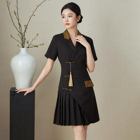 改良新中式，撞料设计感时髦轻奢连衣裙WLZD-2411402
