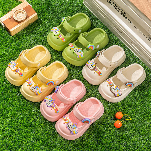 【简约色彩，夏日搭配更随心！】独角兽小女孩拖鞋夏季室内软底，公主宝宝可爱沙滩儿童洞洞鞋户外-QQ 商品图4