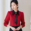 飘带雪纺衫女上衣2024春装新款职业洋气小衫长袖女衬衣0596 商品缩略图1