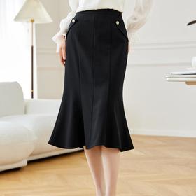 西装半身裙女2024春装新款高腰中长裙OL气质A字裙鱼尾裙608