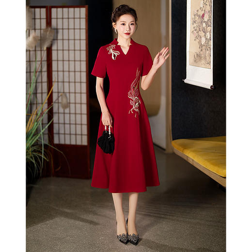 中年妈妈春装婚宴礼服旗袍年轻喜婆婆平时可穿HY2313 商品图1