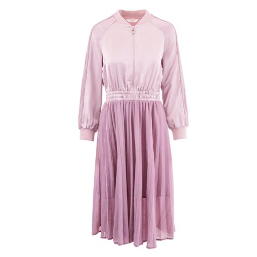 欧芮儿 刺绣连衣裙长款2020秋新女装过年韩版洋气立领百褶A字裙子 商品图3