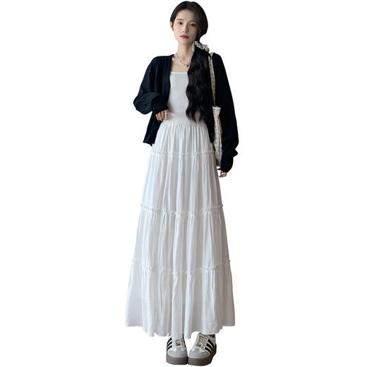「一衣多搭~蛋糕半身裙」白色半身裙女春秋夏季2024新款高腰显瘦a字长裙小个子蓬蓬蛋糕裙下装 商品图4