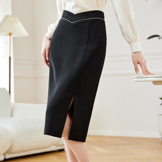 开叉半身裙女2024春装新款高腰显瘦直筒裙中长裙包臀裙605 商品图1