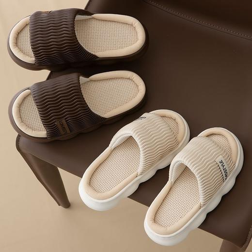 四季亚麻拖鞋女家居厚底室内防滑踩屎感防臭吸汗情侣地板棉麻拖男 商品图8