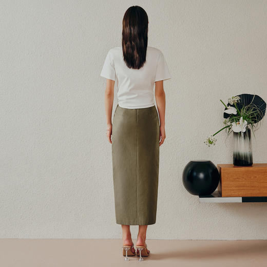 经典高腰廓形包臀裙开叉裙子MC88SK307M70 商品图1