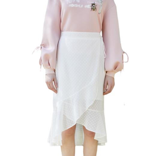 欧芮儿2019春装新款白色网纱拼接半身裙不规则下班鱼尾裙半裙 商品图4