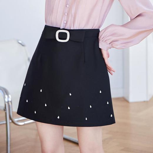 黑色A字裙2024春装新款女半身裙高腰气质打底裙短裙5120 商品图0