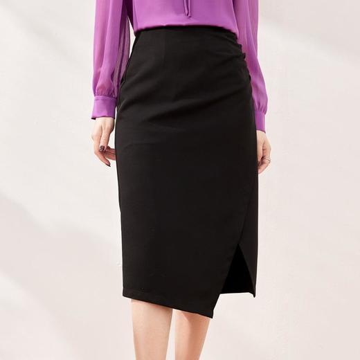 压褶不规则开??半身裙2024春装新款显瘦中长裙直筒裙6507 商品图2