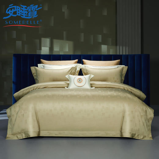 【春上新】10楼 安睡宝 长绒棉色织提花四件套-德里克 吊牌价4599-4899元 活动价1799-1999元 商品图0