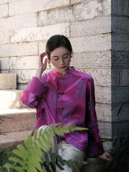 盛唐婧 |桑蚕丝火凤凰紫外套 商品图8