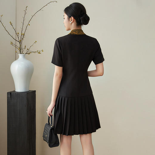 改良新中式，撞料设计感时髦轻奢连衣裙WLZD-2411402 商品图1