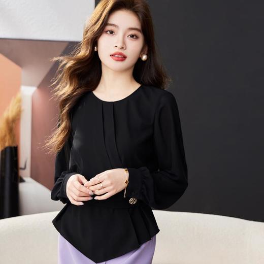 雪纺衫女上衣2024春装新款收腰显瘦洋气小衫长袖女衬衣1769 商品图2