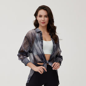 IYOGA 2024慵懒风宽松水墨印花衬衫设计感CS004