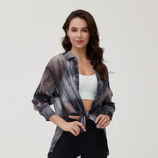 IYOGA 2024慵懒风宽松水墨印花衬衫设计感CS004 商品图0