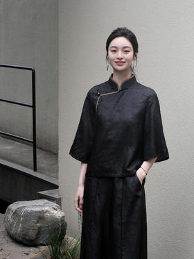 盛唐婧 |原色香云纱绞罗直襟上衣