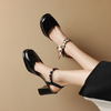 阿么手工女鞋气质丝带真皮凉鞋百搭2024新款法式小众高跟鞋7.5CM 商品缩略图4