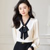 V领蝴蝶结雪纺衫女2024春装新款洋气小衫长袖女衬衣0591 商品缩略图3
