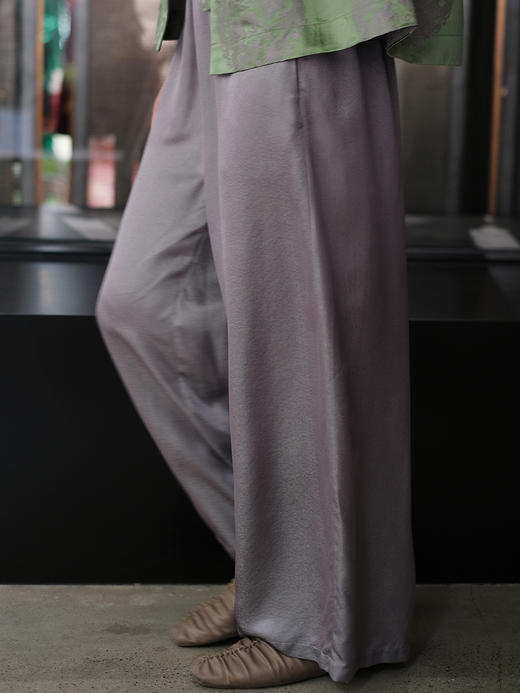 盛唐婧 |桑蚕丝时尚百搭直筒裤-紫色 商品图0