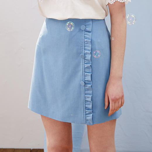 欧芮儿2021新款女装夏装木耳边包臀半身裙女短款高腰a字裙女裙 商品图3