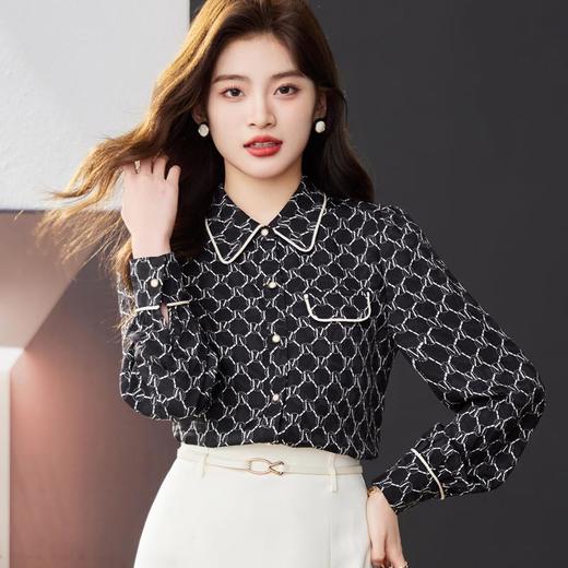娃娃领雪纺衫女上衣2024春装新款洋气小衫长袖女衬衣1781 商品图3