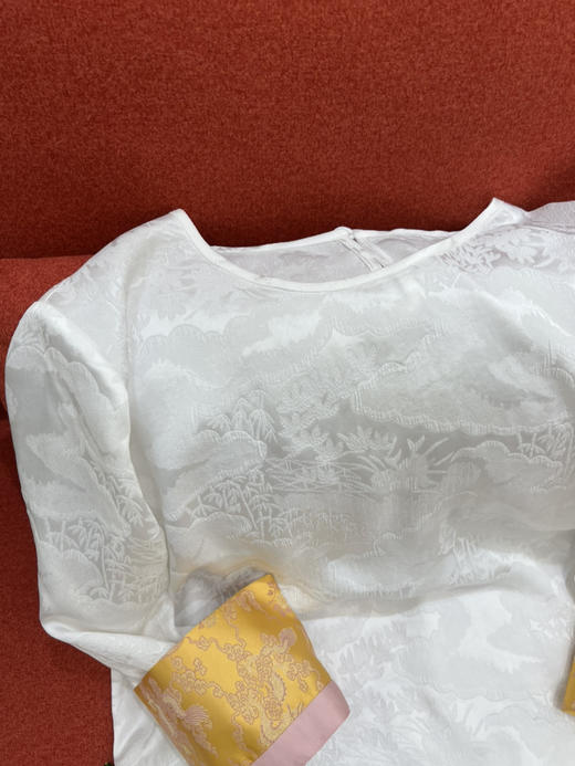 328-1新中式 真丝提花 宋锦袖口 圆领九分袖 衬衫 上衣 发货不能催‼️ 商品图9