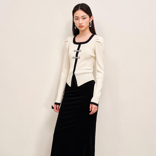 名媛千金小香风修身套头针织衫秋季上衣女MS88SW504A20 商品图3