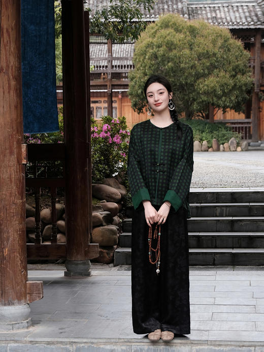 盛唐婧 |真丝重缎香云纱对襟外套 商品图3