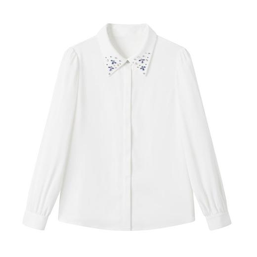 钉钻白色女衬衣2024春装新款职业洋气小衫长袖雪纺衫0590 商品图4