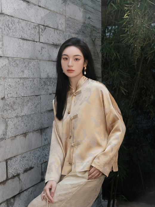 盛唐婧 |凤戏牡丹流苏铜扣外套 商品图6