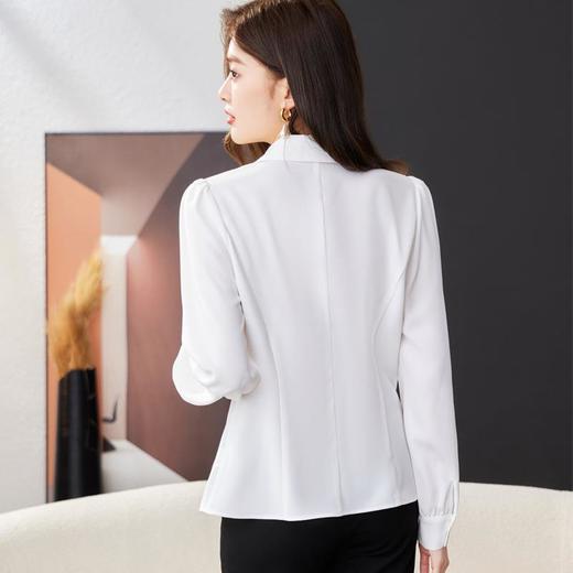 西装领白衬衣女2024春装新款通勤洋气小衫长袖雪纺衫1787 商品图4