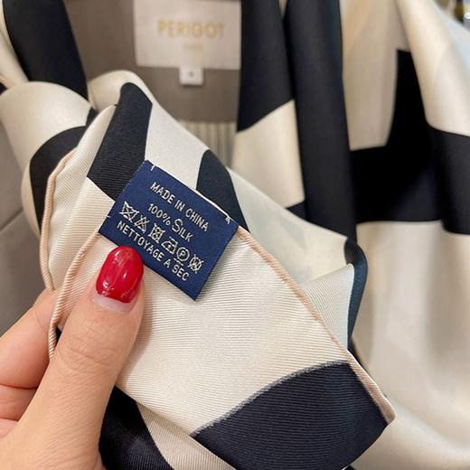 XL- 192676法式经典山茶花黑米雅致篙级斜纹绸 14姆米桑蚕丝斜纹真丝丝巾 商品图3