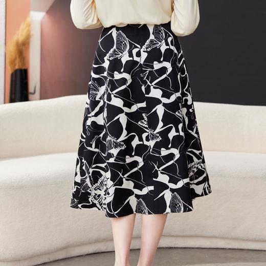 印花雪纺半身裙女2024春装新款中长裙气质职业A字裙1776 商品图4