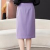 紫色半身裙女2024春装新款高腰显瘦西装裙中长款包臀裙1777 商品缩略图4