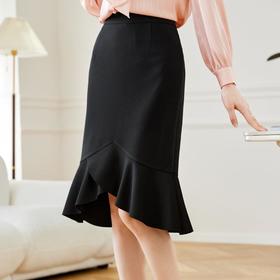 雪纺半身裙女2024春装新款显瘦荷叶边鱼尾裙气质中长裙606