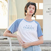 OLrain法式高级穿搭撞色短袖T恤女夏季宽松字母刺绣上衣 商品缩略图4